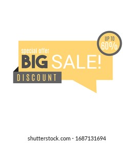 big sale design 60% discount label tagline design. perfect to use for promotion