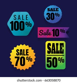 Big Sale and Discount Badge Isolated sale. Vector horizontal banner special offer. Layout with triangle elements. Abstract violet background. Design concept.