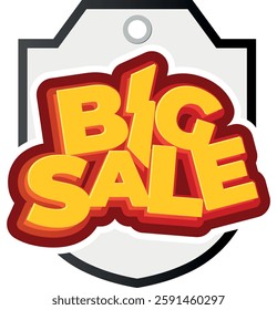 Big Sale discount badge in orange and black on a white background to be used in discount, campaign and announcement designs.