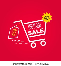 Big Sale Discount Sale Banner Design Template. Illustration of Big Sale Template for Website, Retail or Online Store. Vector