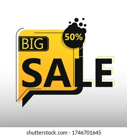 Big sale discount banner promotion, with a smooth box style yellow color