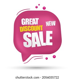 Big sale. Discount concept in 3d speech bubble