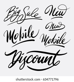 Big sale and discount hand written typography. Good use for logotype, symbol, cover label, product, brand, poster title or any graphic design you want. Easy to use or change color 