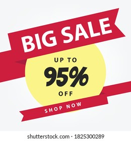 BIG Sale discount icon with white background. Special offer price signs, Discount UP TO 95% OFF