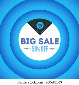 Big Sale and Discount Lettering, Movie Style Blue Colors Background