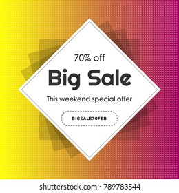 Big Sale, Discount and offer banner vector design. Template for sale and advertising. Vector illustration.