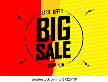 Big Sale, discount poster design template, flash offer, vector illustration
