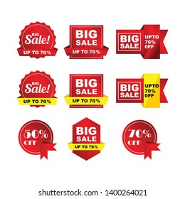 Big Sale Discount Prices set, Special Offer  Promotion Product 10% to 90% for Vector, Banner, Background, Template Design.