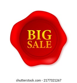 Big sale, Discount promotion. Red Wax Seal candle stamp. Special offer Blank waxy emboss