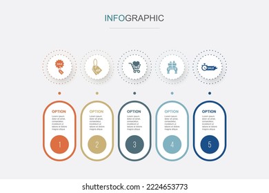 big sale, discount, shopping, special offer, final sale icons Infographic design template. Creative concept with 5 steps