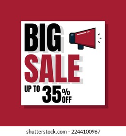 BIG Sale discount. Special offer price signs, Discount 35% OFF