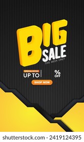 big sale discount template banner with copy space for product sale with abstract gradient black and yellow background design 001