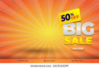 big sale discount template banner with copy space for product sale with abstract gradient orange and yellow background design 046
