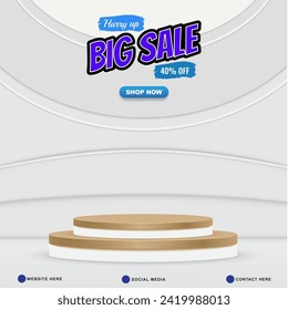 big sale discount template banner with copy space for product sale with abstract gradient white and grey background design 14