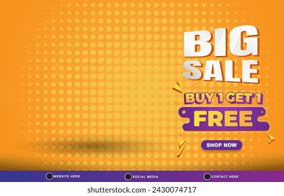 big sale discount template banner with blank space for product sale with abstract gradient orange background design 9