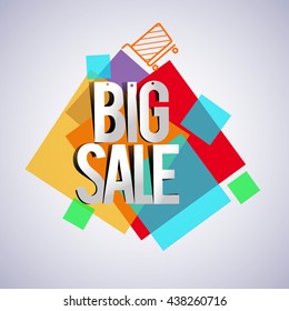 Big sale discount vector design for banner, flyer and brochure with shopping bag isolated on white background for event promotion business or department store.