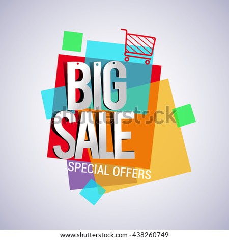 Big sale discount vector design for banner, flyer and brochure with shopping bag isolated on white background for event promotion business or department store.