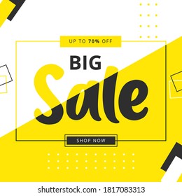 Big sale discount - vector layout concept illustration. Sale up to 70 off percent, shop now. Sale banner template design. Creative background.
