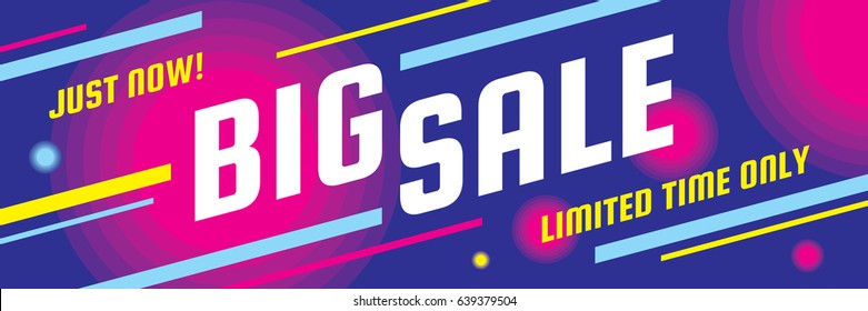 Big sale discount - vector layout concept illustration. Abstract horizontal advertising promotion banner. Creative background. Special offer. Graphic design elements. 