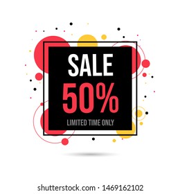 Big sale, discount web banner template. Shopping half price advertisement, deals for customers promotional poster vector layout. Store promo campaign, special offers for clients advert 