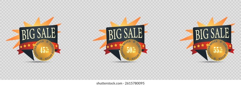 Big sale and discounts. Banner sticker. Vector illustration