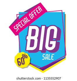 Big sale discounts poster memphis style