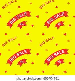 Big sale and discounts seamless pattern. Flat vector illustration for design