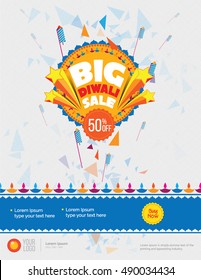 Big Sale Diwali Festival Poster Design Template with 50% Discount Tag