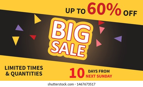 Big sale editable vector banner template. Promotional word art. Colorful tag. Sale tag vector. Special offer sale tag. Promotional sale price.