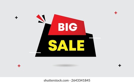 Big sale editable web banner vector art illustration design with red gradient black shapes on white gray background abstract style perfect for eye-catching promotions and modern marketing campaigns