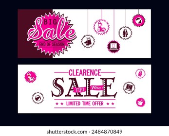 Big Sale End of Season Social Media Banner or Header Design Set with Special Offers for Advertising.