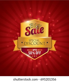 Big Sale Festival Sale Design Template With 50% Discount Tag On Red Background - Big Sale 