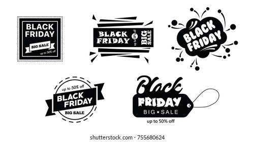 Big sale fifty percent on black friday shopping on white background vector illustration. Vector picture autumn discounts in store on black friday sale