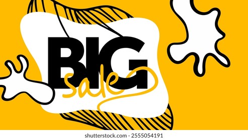 Big sale flat Big sale yellow and blue banner template with creative and catchy lettering. Limited offer with up to 50 percent off - creative vector flyer - special sales and offers promo template, in