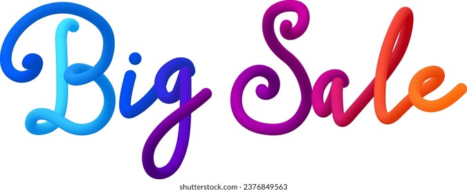 Gran venta de texto fluido con líneas curvas dinámicas hechas de círculos coloridos mezclados. Ilustración vectorial.