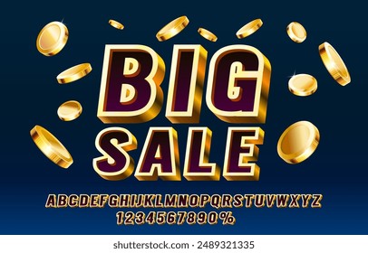 Big Sale font set collection, letters and numbers symbol. Vector illustration