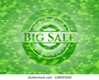 Big Sale green emblem with mosaic ecological style background