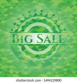 Big Sale green emblem. Mosaic background. Vector Illustration. Detailed.