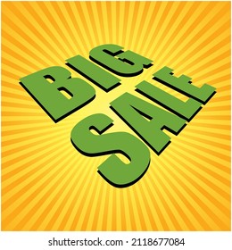 Big sale in green with yellow light splash behind