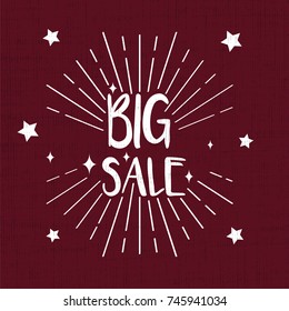 big sale greeting card with retro vintage red background 