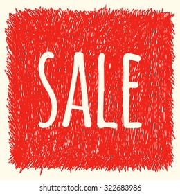 Big sale hand drawn scribbles vector sketch.