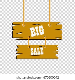big sale hanging brown wooden banner