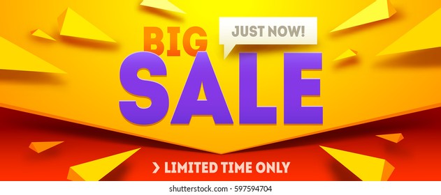 Big sale horizontal banner. Sale and discounts. Vector illustration