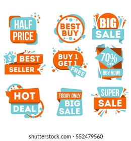 Big sale and hot deal badge isolated in white background