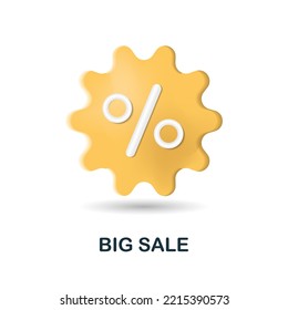 Big Sale icon. 3d illustration from black friday collection. Creative Big Sale 3d icon for web design, templates, infographics and more