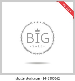 Big sale icon. Laurel wreath award label badge isolated, Vector illustration