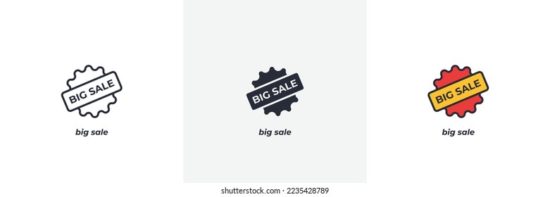 big sale icon. Line, solid and filled outline colorful version, outline and filled vector sign. Idea Symbol, logo illustration. Vector graphics