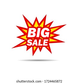 Big sale icon object design with yellow red boom for buisness and promotion 