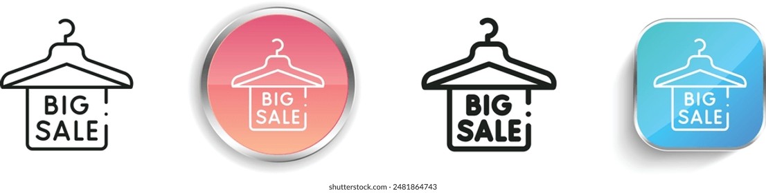 big sale icon. Thin Linear, Regular and Button Style Design Isolated On White Background