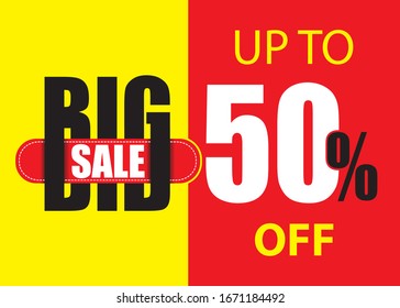 Big sale. illustration isolated on yellow and red  background.  big sale background with special discount price. 